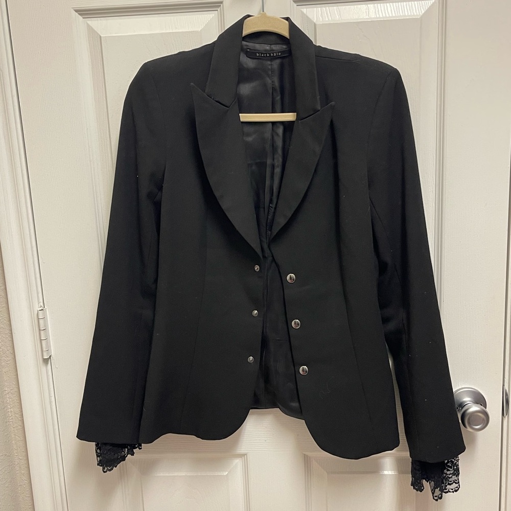 Black Halo Snap Button Front Blazer Jacket
